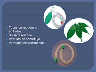    Tubos corrugados o
    anillados
   Bolsa reservorio
   Valvulas de sobreflujo
   Valvulas unidireccionales
 