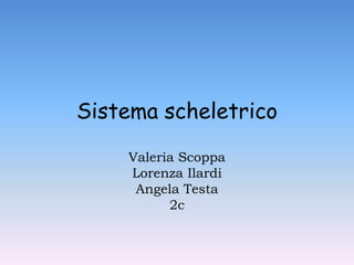 Sistema scheletrico
Valeria Scoppa
Lorenza Ilardi
Angela Testa
2c
 