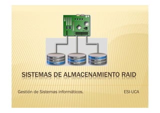 SISTEMAS DE ALMACENAMIENTO RAID

Gestión de Sistemas informáticos.   ESI-UCA
 