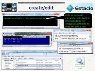 Linha de comando
executada neste diretório
devido mudança nas
variáveis de ambiente do
Windows para o Java

 