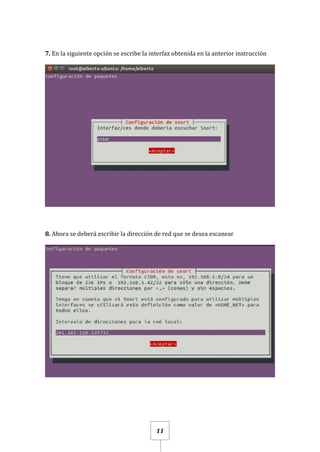 11
7. En la siguiente opción se escribe la interfaz obtenida en la anterior instrucción
8. Ahora se deberá escribir la dirección de red que se desea escanear
 