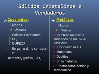 Sólidos Cristalinos o
Verdaderos

 