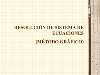 RESOLUCIÓN DE SISTEMA DE ECUACIONES (MÉTODO GRÁFICO) 