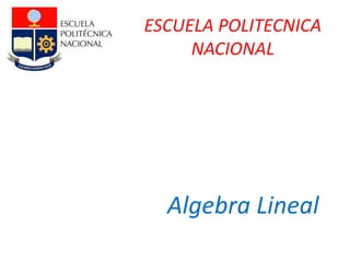 ESCUELA POLITECNICA
NACIONAL
Algebra Lineal
 