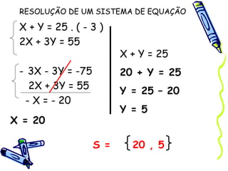 sistema de equação 1 grau