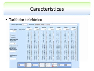 CaracterísticasTarifador telefónico