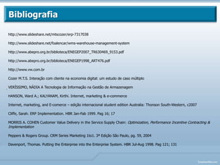  Supply Chain ManagementA Importância da TI no SCMO grande desenvolvimento e avanço da tecnologia vem sendo utilizado como ferramenta para que através de novos relacionamentos com fornecedores e clientes o resultado obtido seja uma vantagem competitiva significativa;