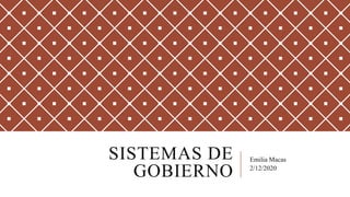 SISTEMAS DE
GOBIERNO
Emilia Macas
2/12/2020
 
