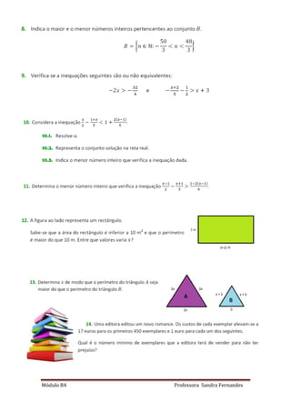Módulo B4 Professora Sandra Fernandes
 