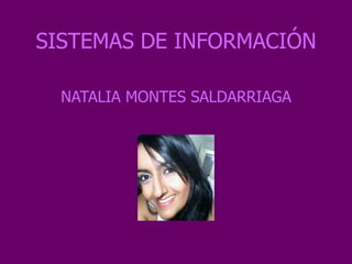 SISTEMAS DE INFORMACIÓN
NATALIA MONTES SALDARRIAGA
 