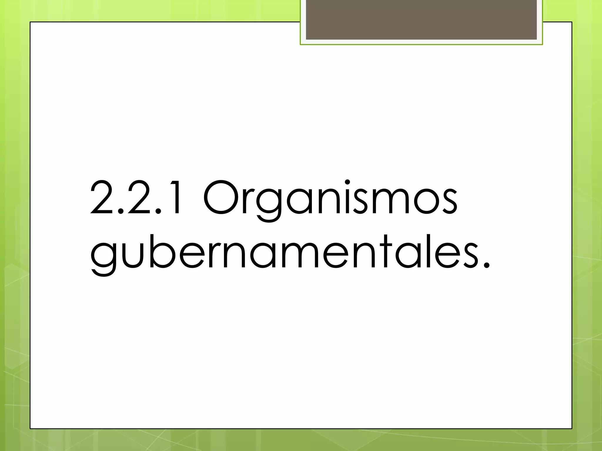 2.2.1 Organismos
gubernamentales.
 