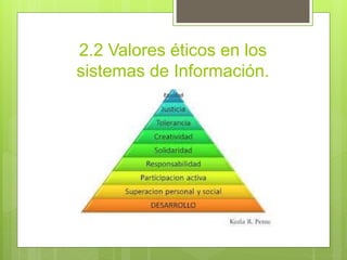2.2 Valores éticos en los
sistemas de Información.
 
