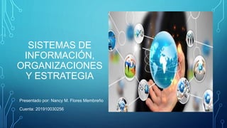 SISTEMAS DE
INFORMACIÓN,
ORGANIZACIONES
Y ESTRATEGIA
Presentado por: Nancy M. Flores Membreño
Cuenta: 201910030256
 
