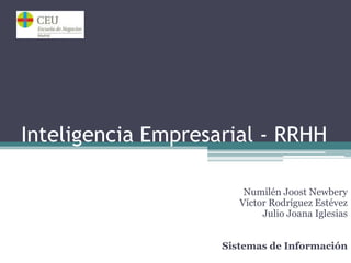 Inteligencia Empresarial - RRHH NumilénJoostNewbery Víctor Rodríguez Estévez Julio Joana Iglesias Sistemas de Información 