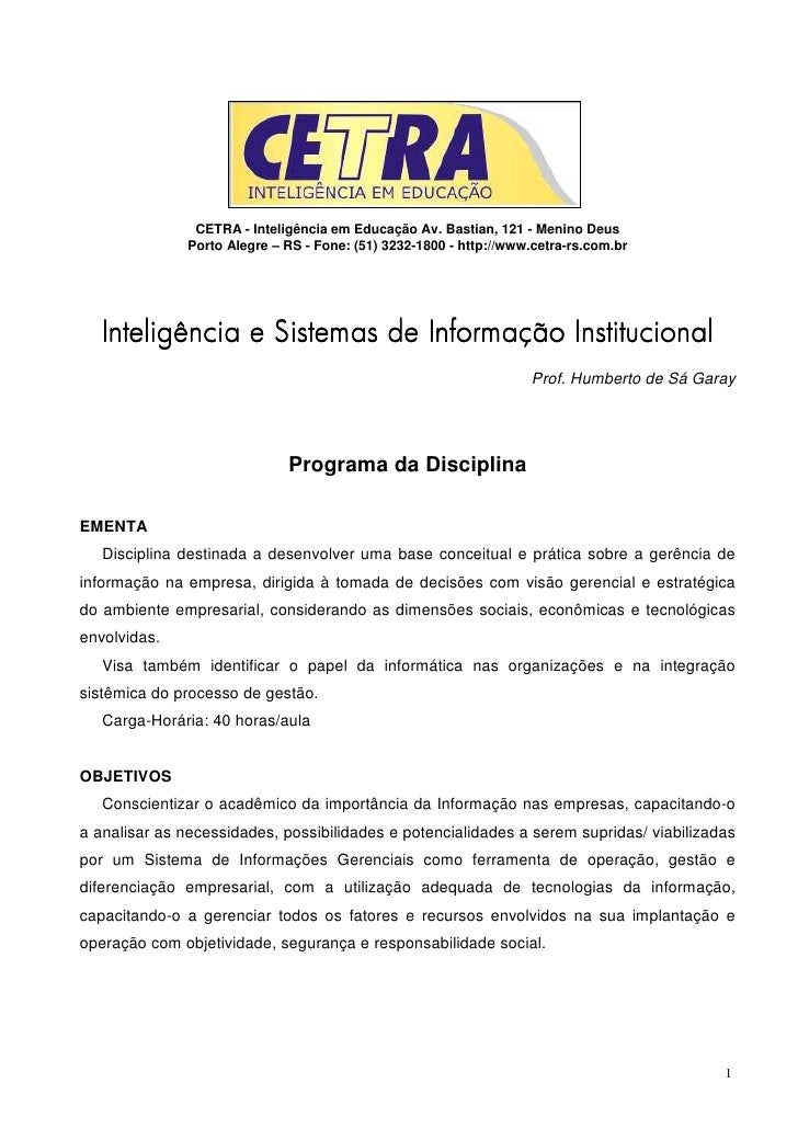 Curso de sistemas de informacao