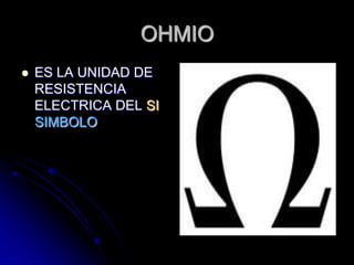 OHMIOES LA UNIDAD DE RESISTENCIA ELECTRICA DEL SI SIMBOLO 