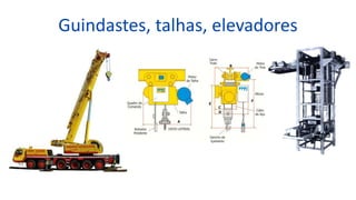 Guindastes, talhas, elevadores
 