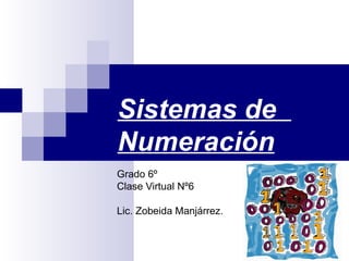 Sistemas de  Numeración Grado 6º Clase Virtual Nº6 Lic. Zobeida Manjárrez. 