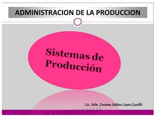 ADMINISTRACION DE LA PRODUCCION 
Lic. Adm. Zoraima Julieta Laura Castillo 
 