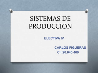 SISTEMAS DE
PRODUCCION
ELECTIVA IV
CARLOS FIGUERAS
C.I:20.645.409
 