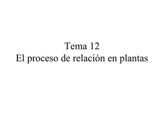 Tema 12
El proceso de relación en plantas
 