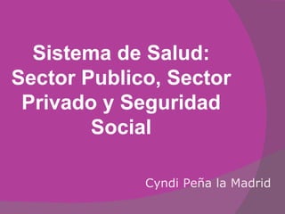 Sistema de Salud: Sector Publico, Sector Privado y Seguridad Social Cyndi Peña la Madrid 
