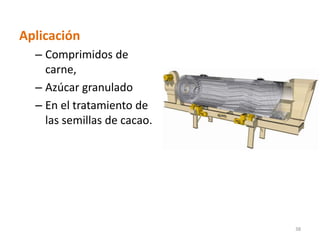 Aplicación
– Comprimidos de
carne,
– Azúcar granulado
– En el tratamiento de
las semillas de cacao.
38
 