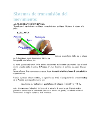 Sistemas de transmisión del movimiento | PDF