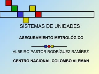 SISTEMAS DE UNIDADES CENTRO NACIONAL COLOMBO ALEMÁN ASEGURAMIENTO METROLÓGICO ALBEIRO PASTOR RODRÍGUEZ RAMÍREZ 