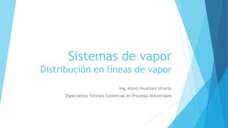 Sistemas de vapor
Distribución en líneas de vapor
Ing. Alexis Huamani Uriarte
Especialista Técnico Comercial en Procesos Industriales
 