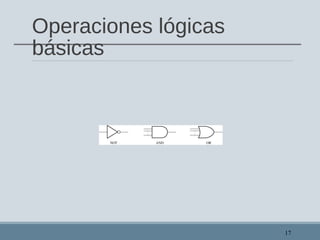 Operaciones lógicas
básicas
17
 
