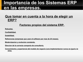 la importancia de los Sistemas ERP