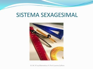         SISTEMA SEXAGESIMAL E.E.M. N°225.Matemática.1°C.Prof.:Laurina Gallizio. 