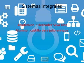 Sistemas integrales
Academico : Hernadez Silva Jose
Alumno : castillo vera julio enrique
 