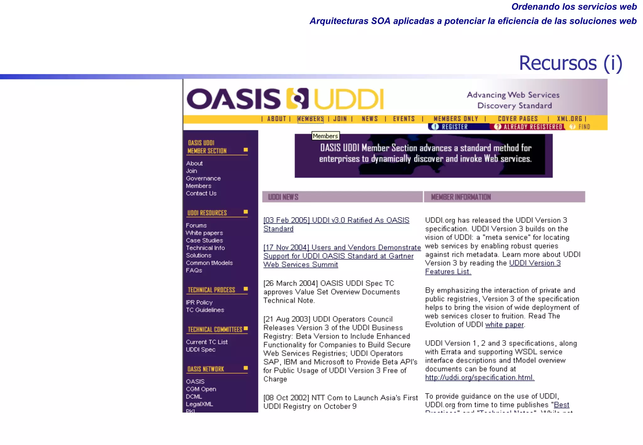 Ordenando los servicios web
Arquitecturas SOA aplicadas a potenciar la eficiencia de las soluciones web
Recursos (i)
 