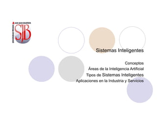 Sistemas Inteligentes Conceptos Áreas de la Inteligencia Artificial Tipos de  Sistemas Inteligentes Aplicaciones en la Industria y Servicios 