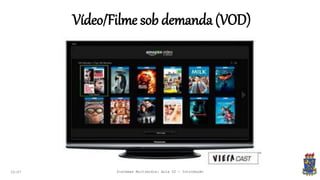 Vídeo/Filme sob demanda (VOD)
22:07 Sistemas Multimídia: Aula 02 - Introdução
 