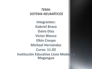 Integrantes:
Gabriel Bravo
Dairo Díaz
Víctor Blanco
Elkin Crespo
Michael Hernández
Curso: 11.02
Institución Educativa Lice...