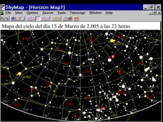 Júpiter   Mapa del cielo del día 15 de Marzo de 2.005 a las 23 horas 