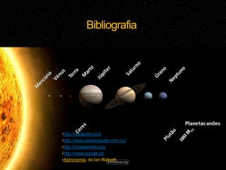 Bibliografia




•http://wikipedia.org/
•http://www.sistemasolar.com.nu/
•http://nineplanets.org/
•http://www.google.pt/
•Astronomia, de Ian Ridpath
 