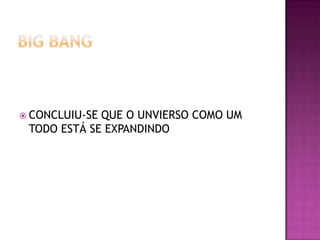  CONCLUIU-SE

QUE O UNVIERSO COMO UM
TODO ESTÁ SE EXPANDINDO

 