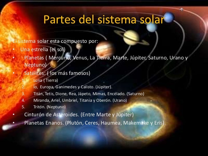 Sistema solar CMC 1º Bachillerato Dionisio Aguado