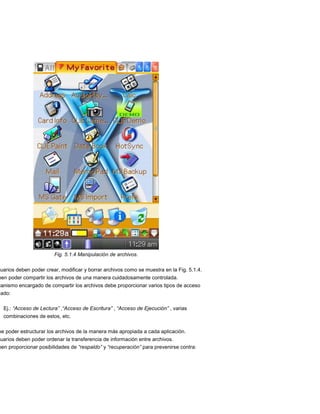 Fig. 5.1.4 Manipulación de archivos.

suarios deben poder crear, modificar y borrar archivos como se muestra en la Fig. 5.1.4.
ben poder compartir los archivos de una manera cuidadosamente controlada.
canismo encargado de compartir los archivos debe proporcionar varios tipos de acceso
lado:

  Ej.: “Acceso de Lectura” ,“Acceso de Escritura” , “Acceso de Ejecución” , varias
  combinaciones de estos, etc.

be poder estructurar los archivos de la manera más apropiada a cada aplicación.
suarios deben poder ordenar la transferencia de información entre archivos.
ben proporcionar posibilidades de “respaldo” y “recuperación” para prevenirse contra:
 