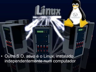 Outro S.O. ativo é o Linux, i nstalado independentemente num computador 