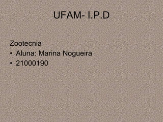 UFAM- I.P.D Zootecnia Aluna: Marina Nogueira 21000190 