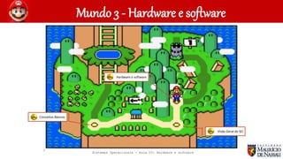 Sistemas Operacionais - Aula 03: Hardware e software
Mundo 3 - Hardware e software
3
Hardware e software
Conceitos Básicos
Visão Geral de SO
 