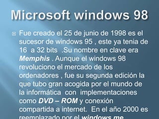 VERSIONES DE WINDOWS  95Durante su desarrollo, windows 95  conto varios cambios  y adaptaciones que llevo a crear 6 versiones estas son :