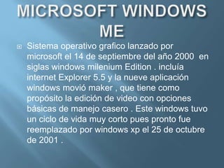 Versiones de windows 2000Windows 2000 Advanced server este sistema esta destinado a empresas medianas y grandes con  demanda de usuarios de negocios y comercio electrónico tiene memoria de hasta 8 GB , su principal función es la de servidor de aplicaciones o de criticas dentro de una empresa grande . Windows 2000 Datacenter Edition . Esta destinado a servidores muy potentes , como simulaciones espaciales , cálculos matemáticos complejos , también es utilizado para manejar grandes volúmenes de datos . También desarrollo microsoft una versión  de edición limitada de Advanced Server Limited Edition , la cual salió al mercado en el 2001 y se ejecuta sobre procesadores itanium de 64 bits de Intel
