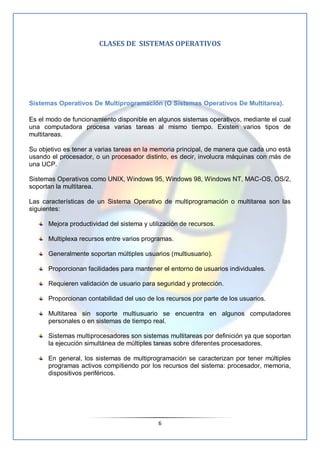 CLASES DE SISTEMAS OPERATIVOS




Sistemas Operativos De Multiprogramación (O Sistemas Operativos De Multitarea).

Es el m...