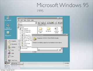 Microsoft Windows 95
                              1995




domingo 17 de abril de 2011
 